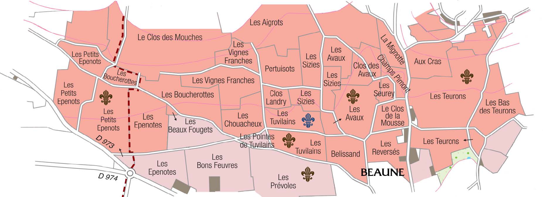 Carte du Beaune Premier Cru Tuvilains